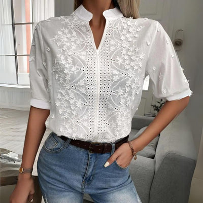 Elegant Hvit Bluse