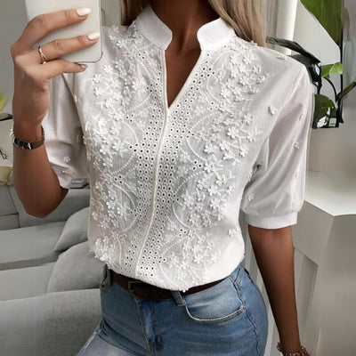 Elegant Hvit Bluse