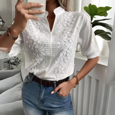 Elegant Hvit Bluse