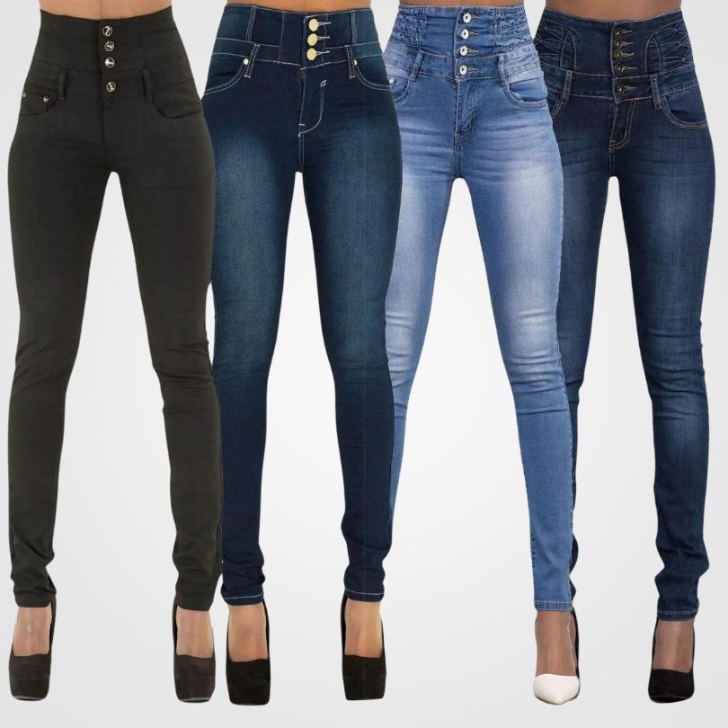 Comfort Denim Jeans med Høy Midje